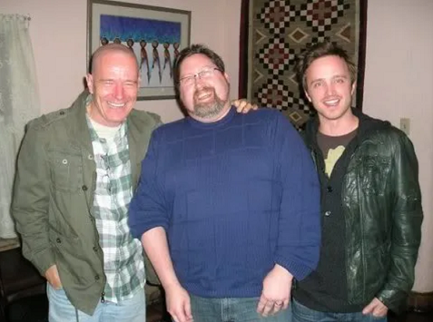Will Harris with Aaron Paul and Bryan Cranston