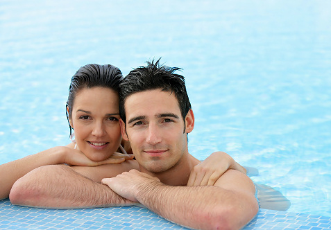 couple in pool